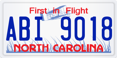 NC license plate ABI9018