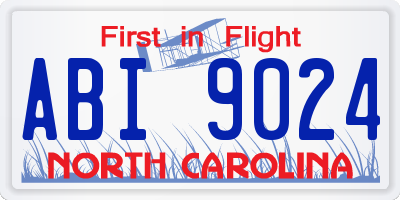 NC license plate ABI9024