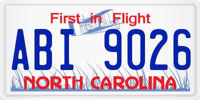 NC license plate ABI9026