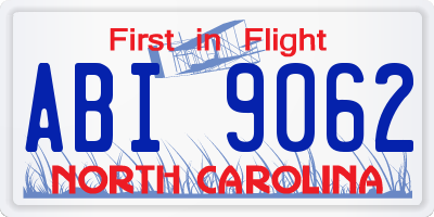 NC license plate ABI9062