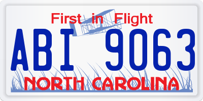 NC license plate ABI9063