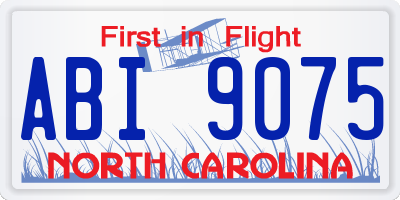 NC license plate ABI9075