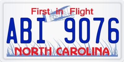 NC license plate ABI9076
