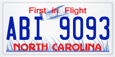 NC license plate ABI9093