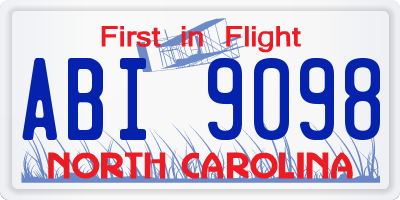 NC license plate ABI9098