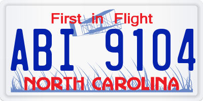 NC license plate ABI9104