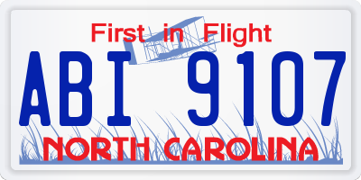 NC license plate ABI9107