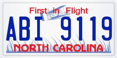 NC license plate ABI9119