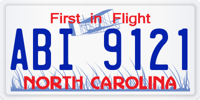 NC license plate ABI9121