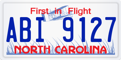 NC license plate ABI9127