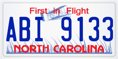 NC license plate ABI9133