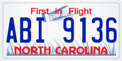 NC license plate ABI9136