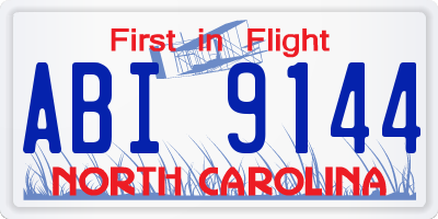 NC license plate ABI9144