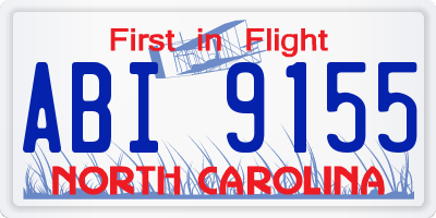 NC license plate ABI9155