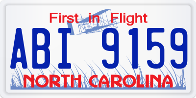 NC license plate ABI9159