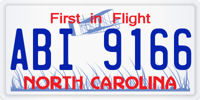 NC license plate ABI9166