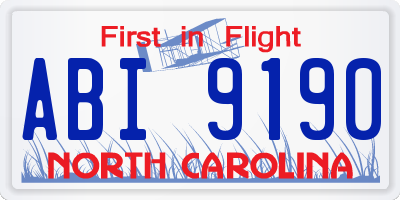 NC license plate ABI9190