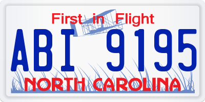 NC license plate ABI9195