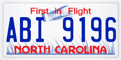 NC license plate ABI9196