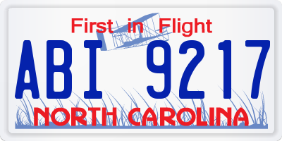 NC license plate ABI9217