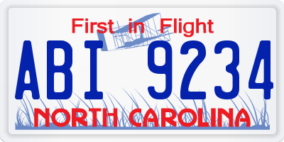 NC license plate ABI9234