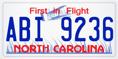 NC license plate ABI9236