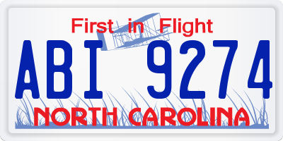 NC license plate ABI9274