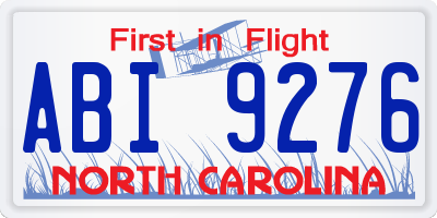 NC license plate ABI9276