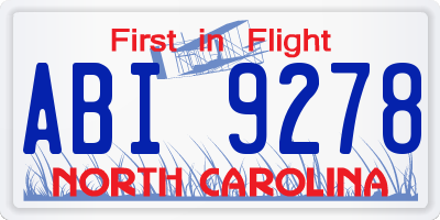 NC license plate ABI9278