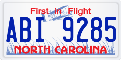 NC license plate ABI9285