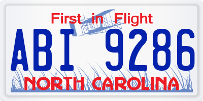 NC license plate ABI9286