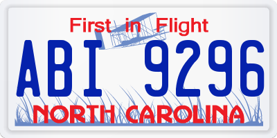 NC license plate ABI9296