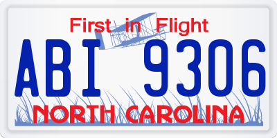 NC license plate ABI9306