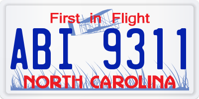 NC license plate ABI9311