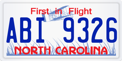 NC license plate ABI9326