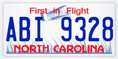 NC license plate ABI9328
