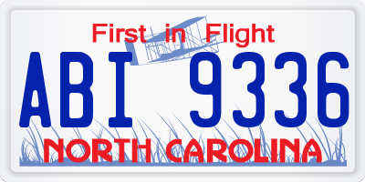 NC license plate ABI9336