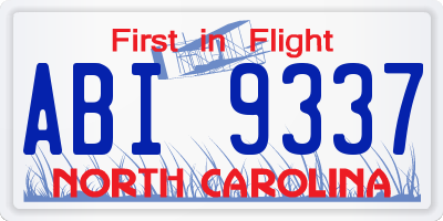 NC license plate ABI9337
