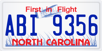 NC license plate ABI9356