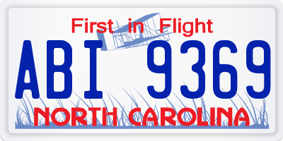 NC license plate ABI9369