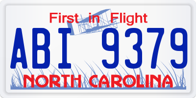 NC license plate ABI9379