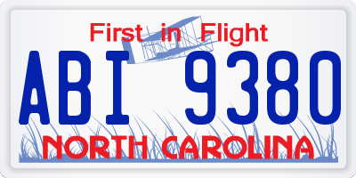 NC license plate ABI9380