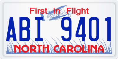 NC license plate ABI9401