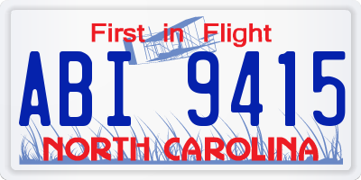 NC license plate ABI9415