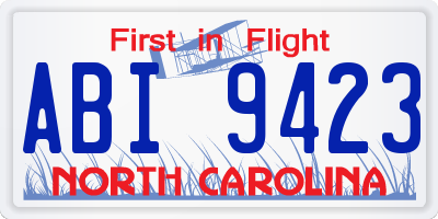 NC license plate ABI9423