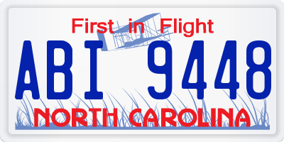 NC license plate ABI9448