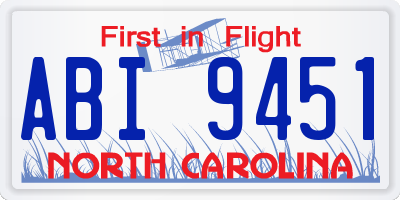 NC license plate ABI9451