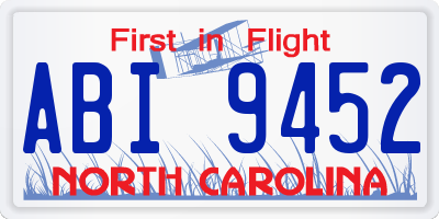NC license plate ABI9452