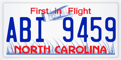 NC license plate ABI9459