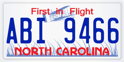 NC license plate ABI9466